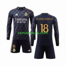 Camisolas de futebol Real Madrid Aurelien Tchouameni 18 Criança Equipamento Alternativa 2023/24 Manga Comprida